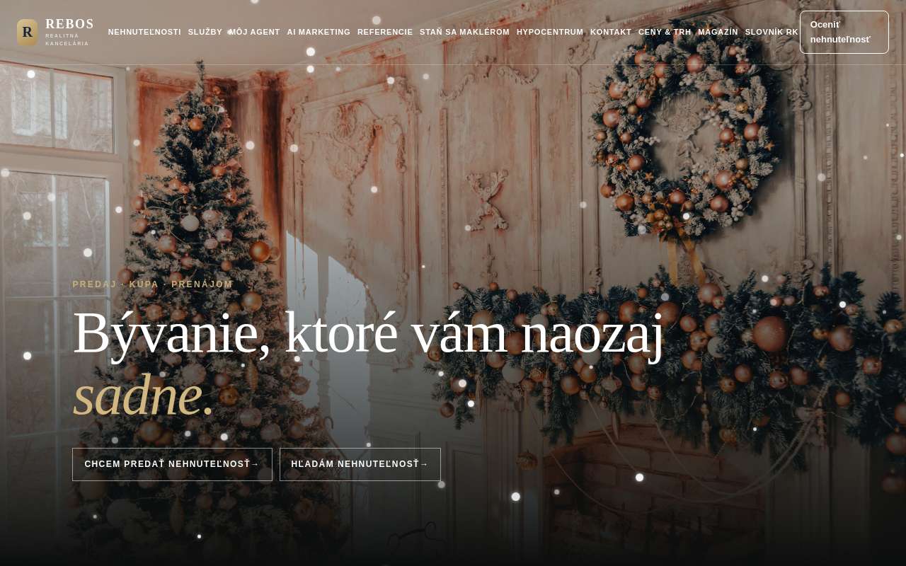Web kancelárie · Vianoce: Hotový web v šablóne Luxus so sviatočným snehom