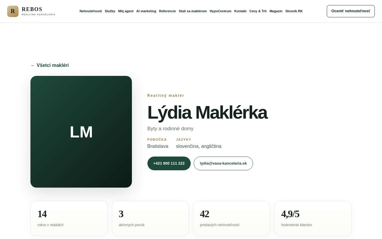 Web kancelárie · Profil makléra: Makléri, referencie a ponuky priamo z CRM